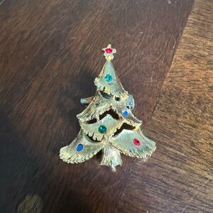 VTG FABULOUS J J JONETTE "FRUIT-SALAD" RS HOLIDAY CHRISTMAS TREE BROOCH PIN